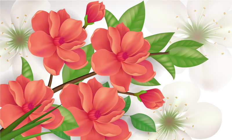 乙烯基花草地毯五彩花卉组合 - TenStickers