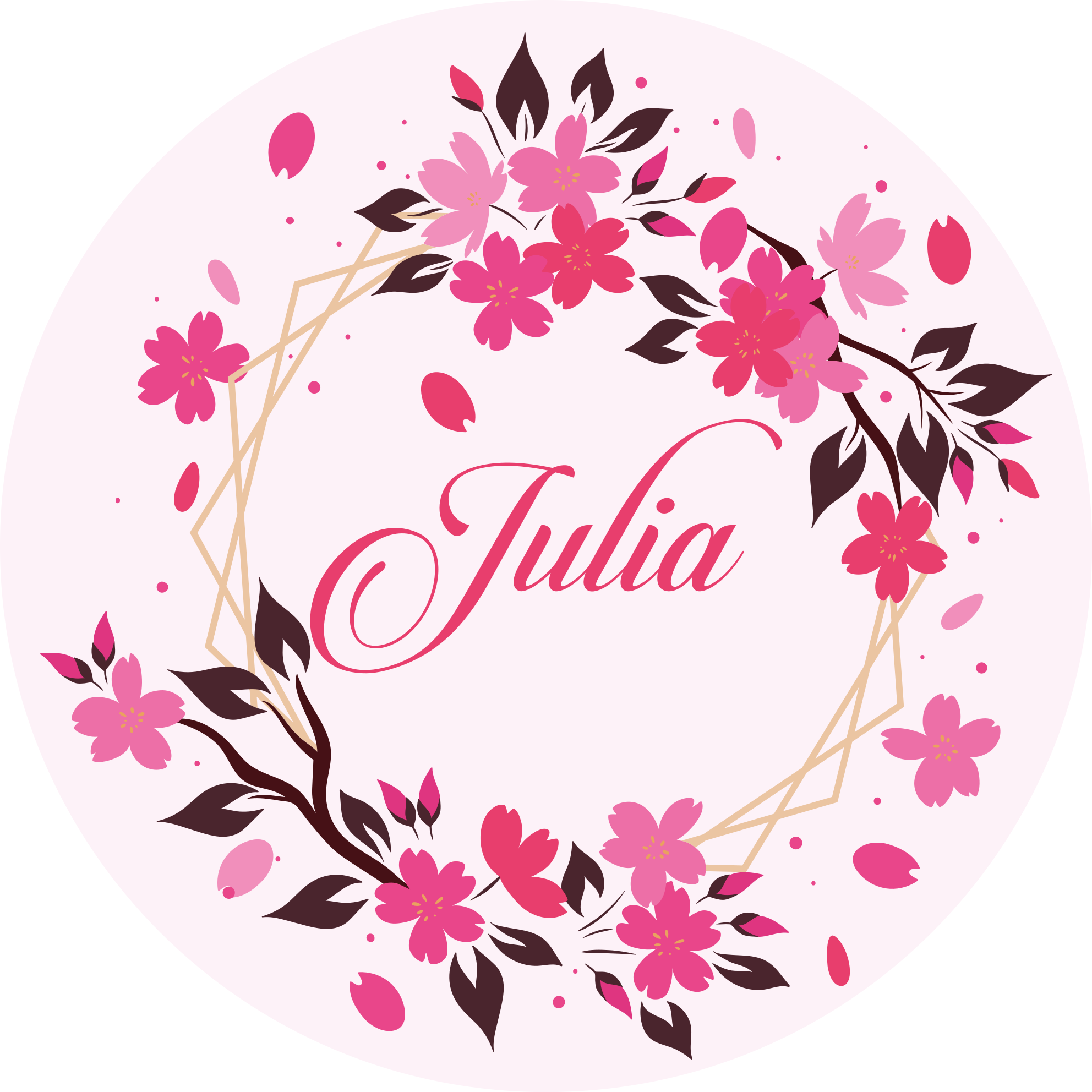 樱花与名称花卉地毯的圈子 - TenStickers