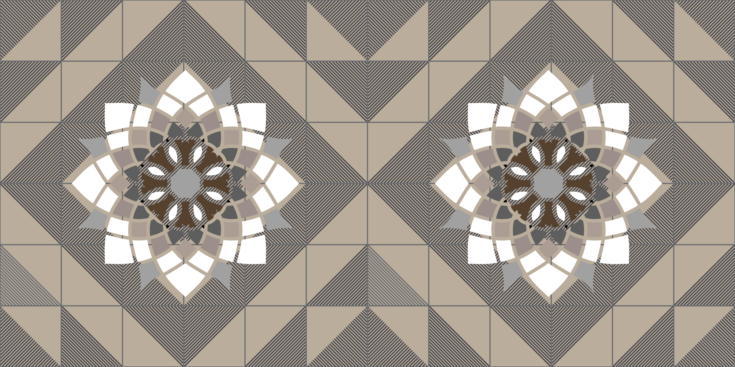 乙烯基地毯镶嵌几何花卉图案 - TenStickers