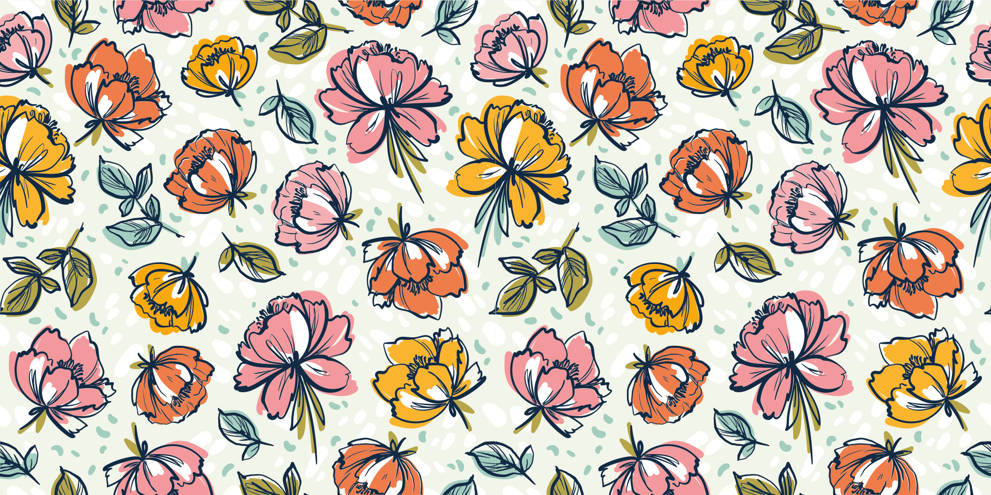 彩色抽象花卉图案花卉地毯 - TenStickers