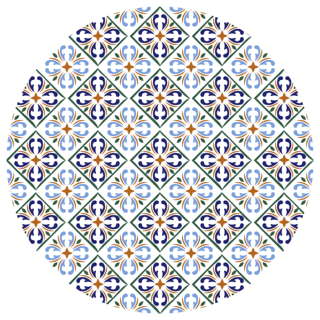 乙烯基地毯呈现几何蓝色调 - TenStickers