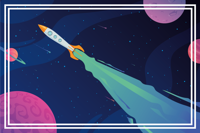 乙烯基地毯星星太空飞船在轨道上 - TenStickers