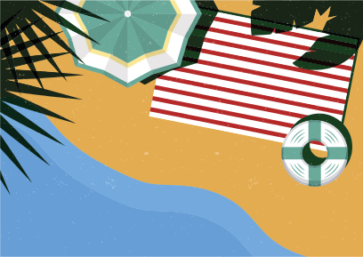 天然乙烯基地毯海滩野餐场景 - TenStickers