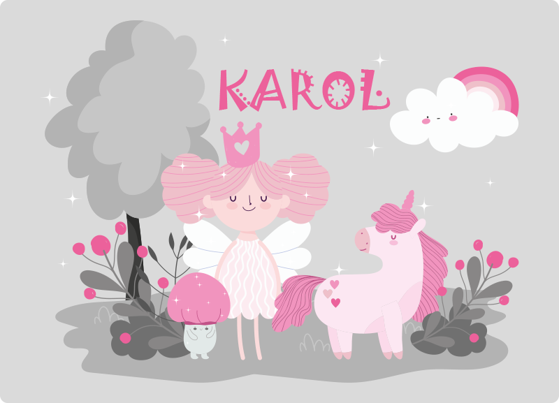 乙烯基地毯梦幻童话场景与姓名 - TenStickers