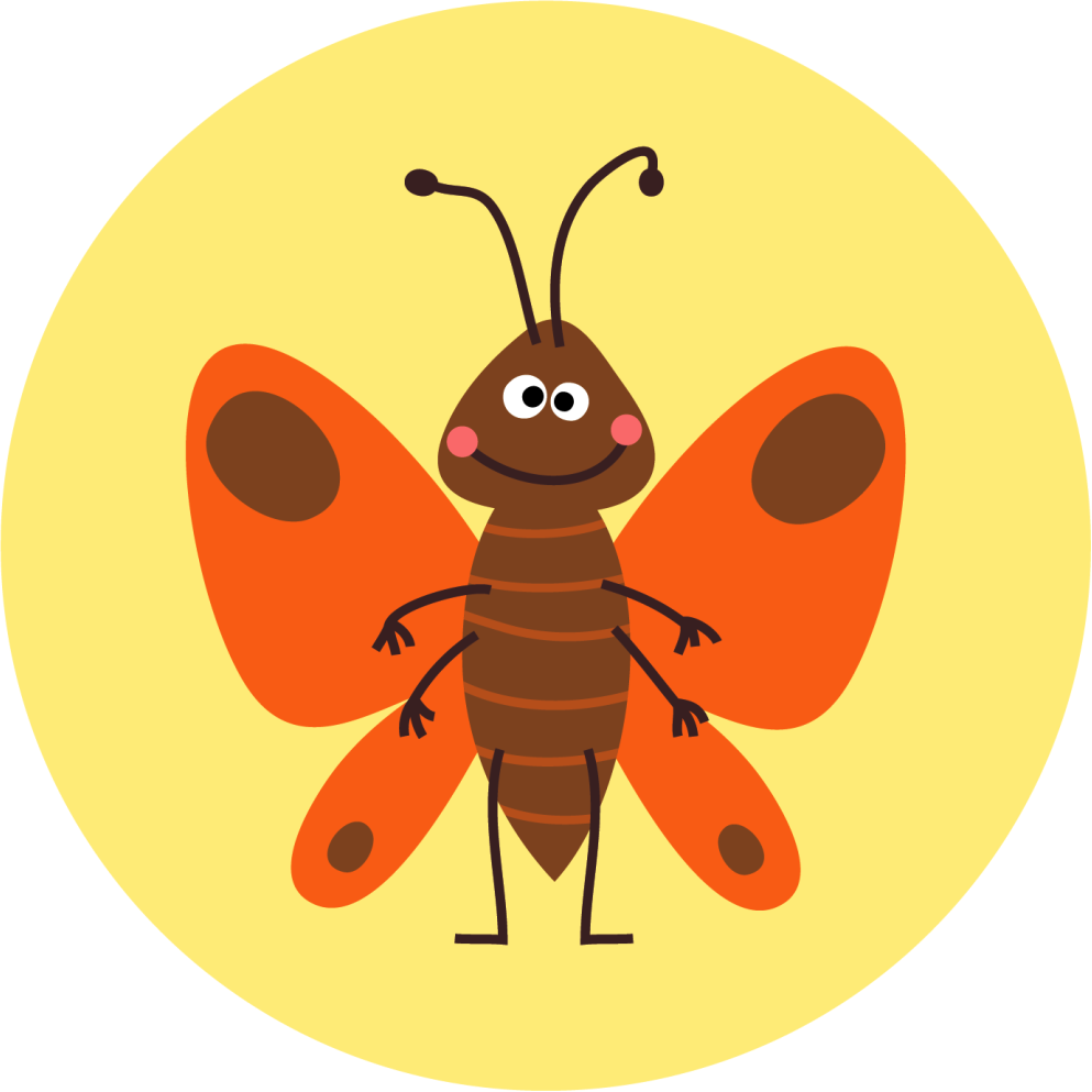 乙烯基地毯 儿童 快乐蝴蝶角色 - TenStickers