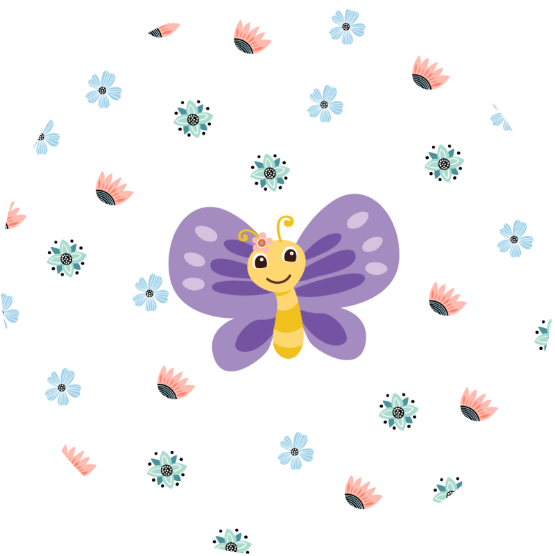 乙烯基地毯 儿童 紫色蝴蝶设计 - TenStickers