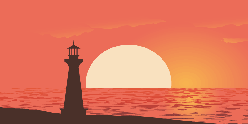 天然乙烯基地毯海岸日落景观 - TenStickers