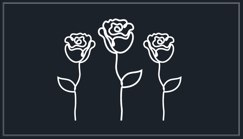 极简玫瑰插画线条花卉地毯 - TenStickers