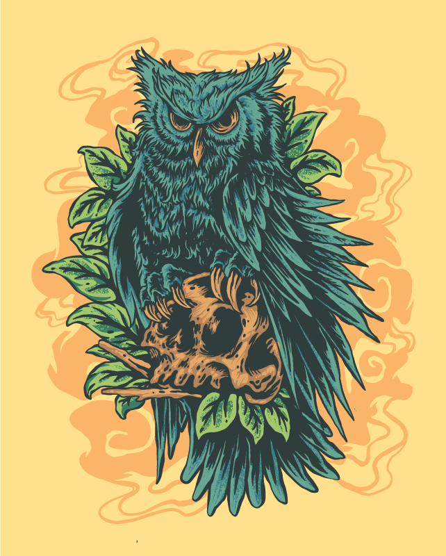 乙烯基地毯动物印花神秘猫头鹰艺术 - TenStickers