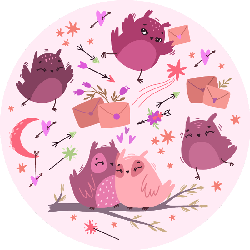 乙烯基地毯 儿童 紫色猫头鹰 - TenStickers