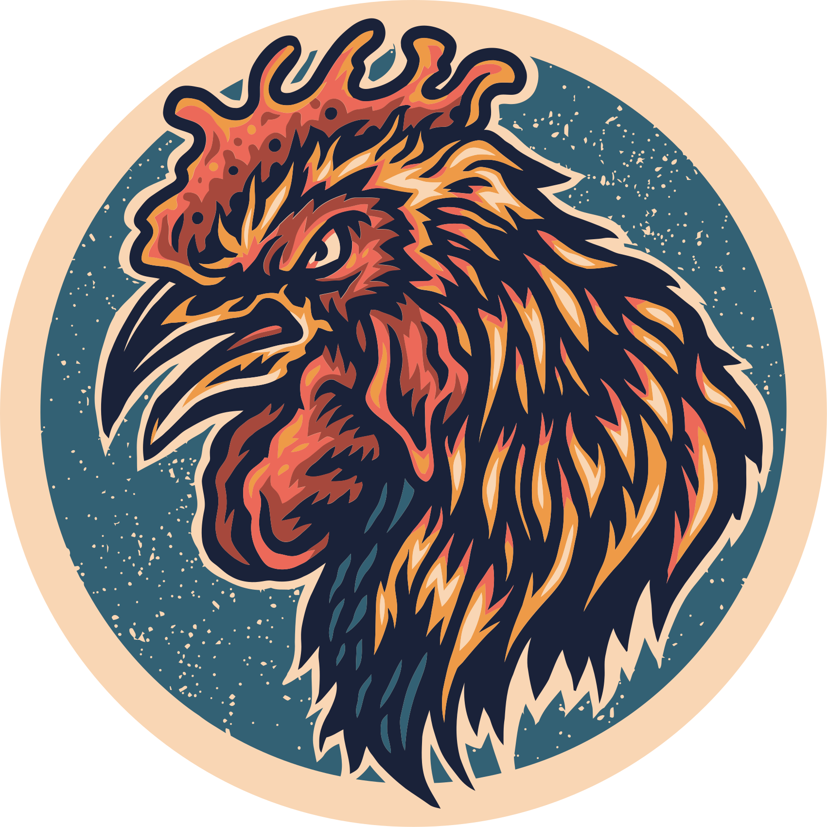 乙烯基地毯鸡头插图 - TenStickers