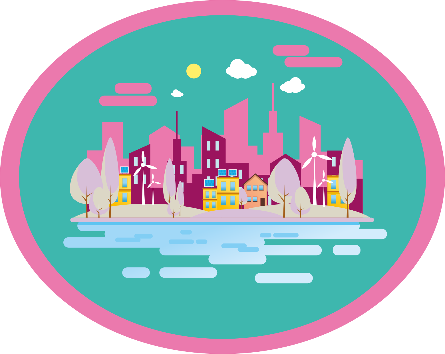 乙烯基地毯 色彩斑斓的城市景观 - TenStickers