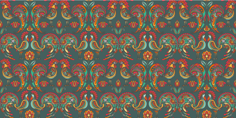 鸡图案中式动物地毯 - TenStickers