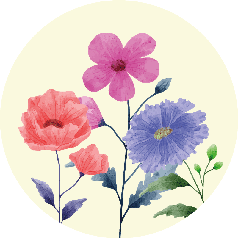 圆形乙烯基地毯 鲜艳的花卉组合 - TenStickers