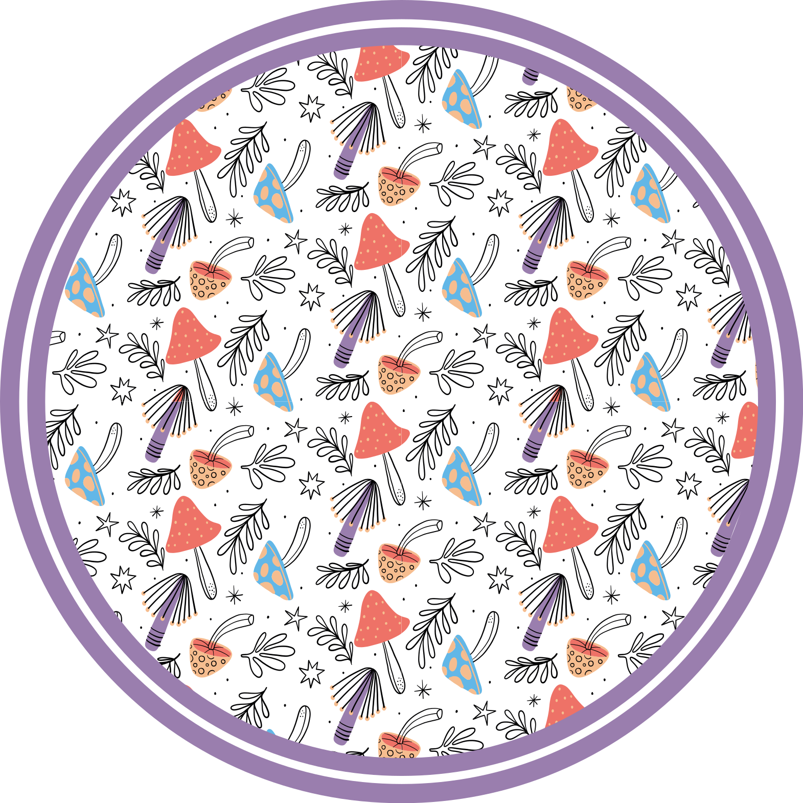 天然乙烯基地毯色彩斑斓的真菌芽 - TenStickers
