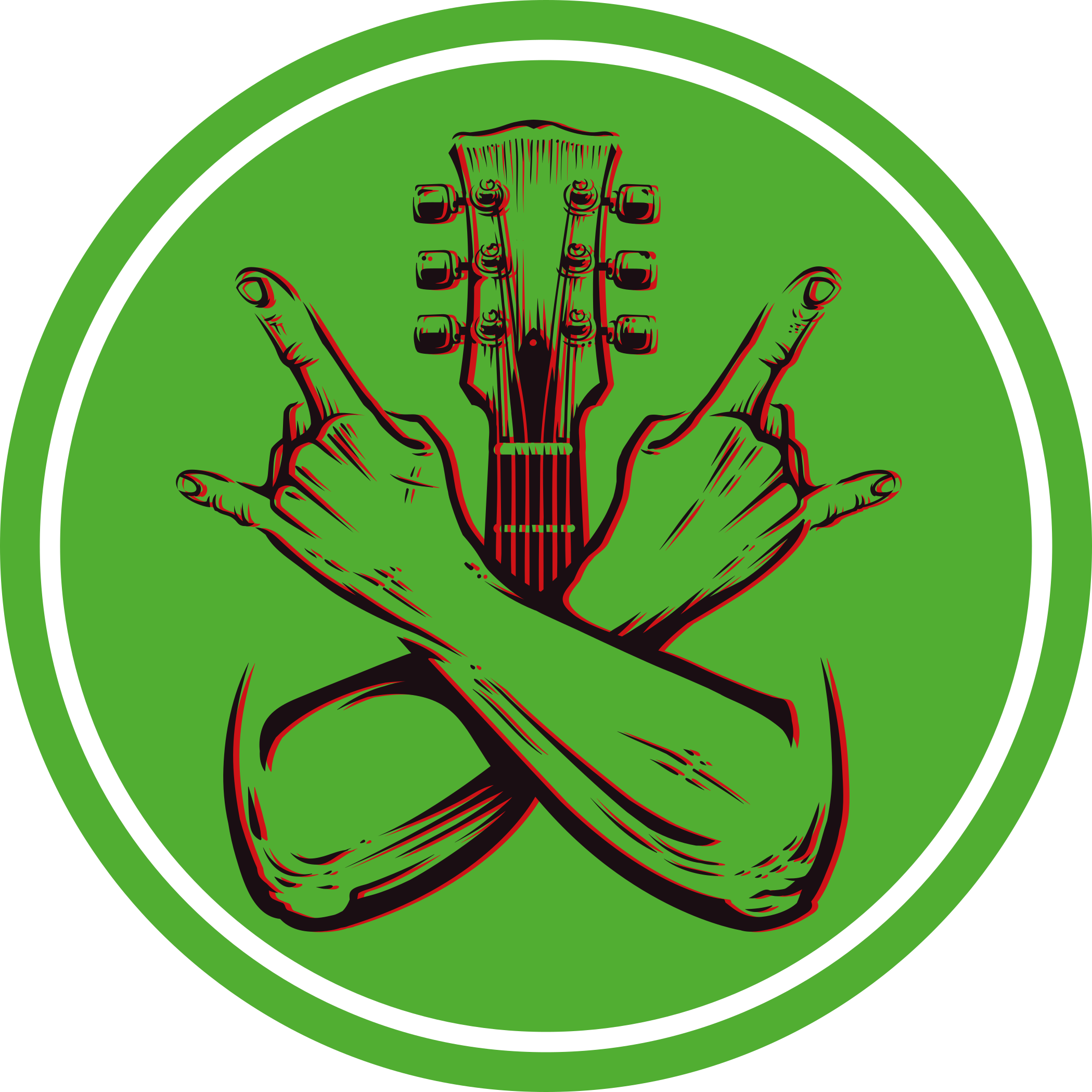 交叉手标志摇滚卧室地毯 - TenStickers