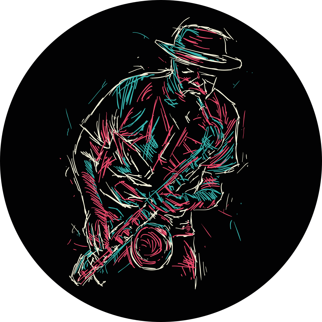 圆形乙烯基地毯适合爵士音乐表演 - TenStickers