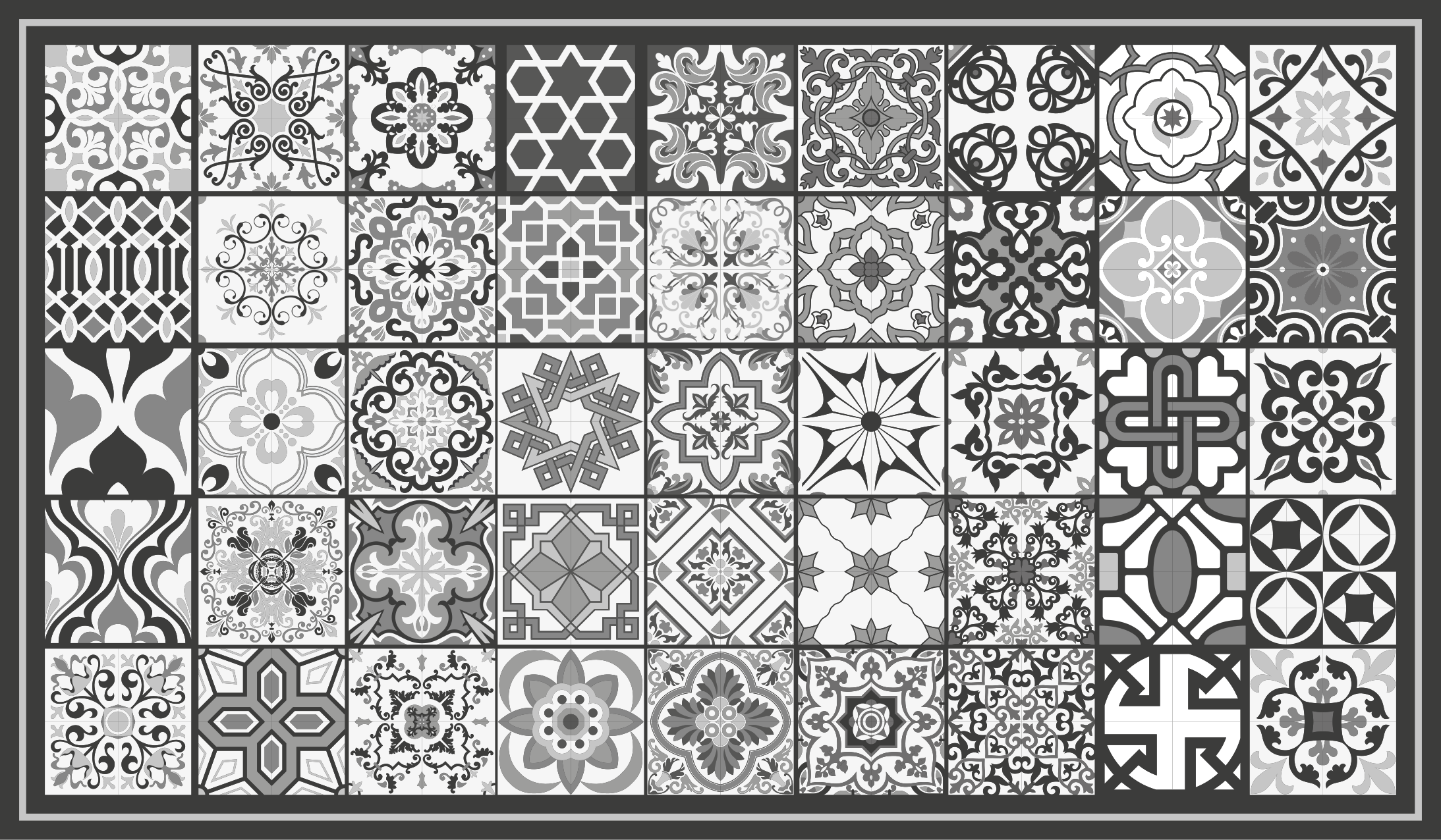 乙烯基地毯浴室 灰色瓷砖图案 - TenStickers