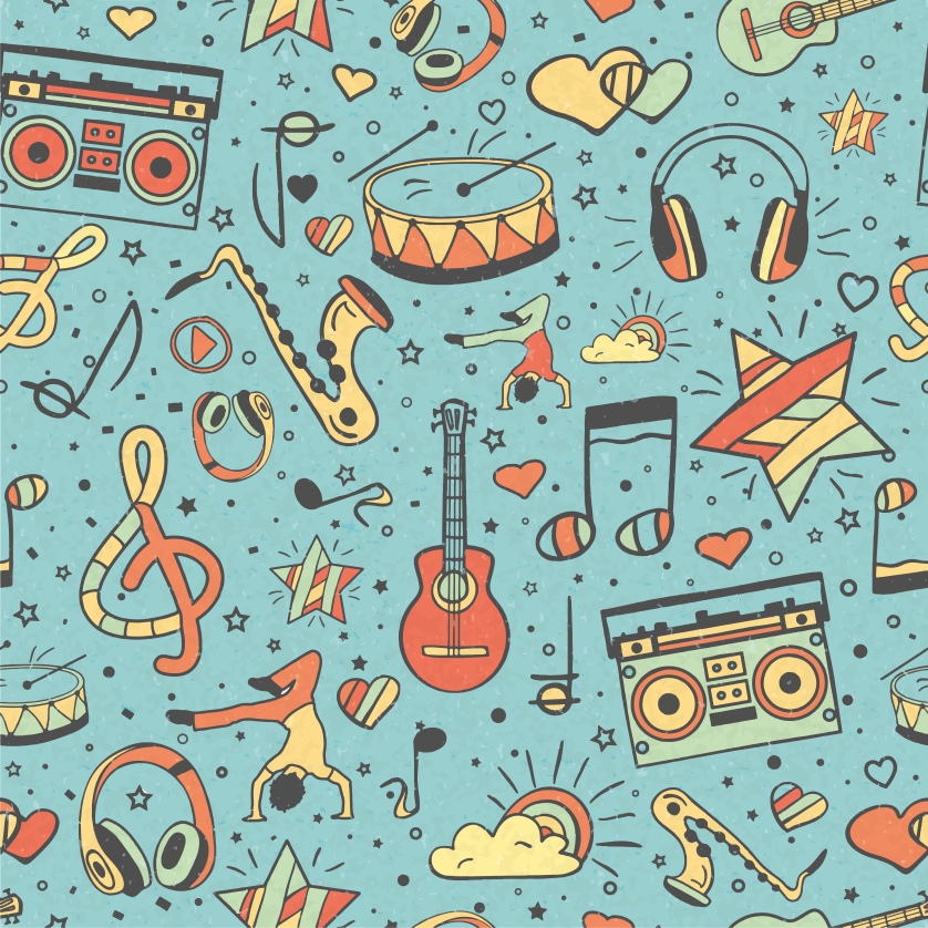 乙烯基地毯 音乐符号嬉戏 - TenStickers