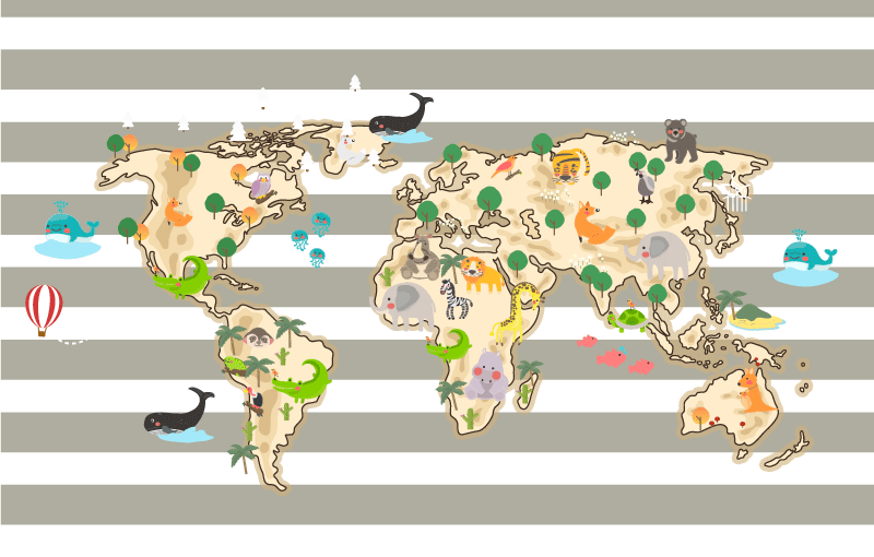 乙烯基地毯色彩丰富的动物插图 - TenStickers