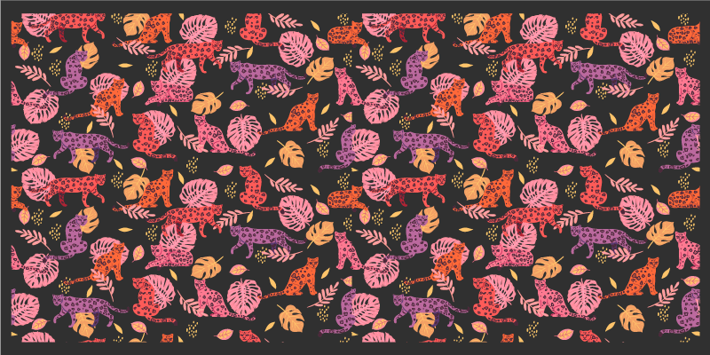 乙烯基地毯动物色彩斑斓的丛林猫 - TenStickers