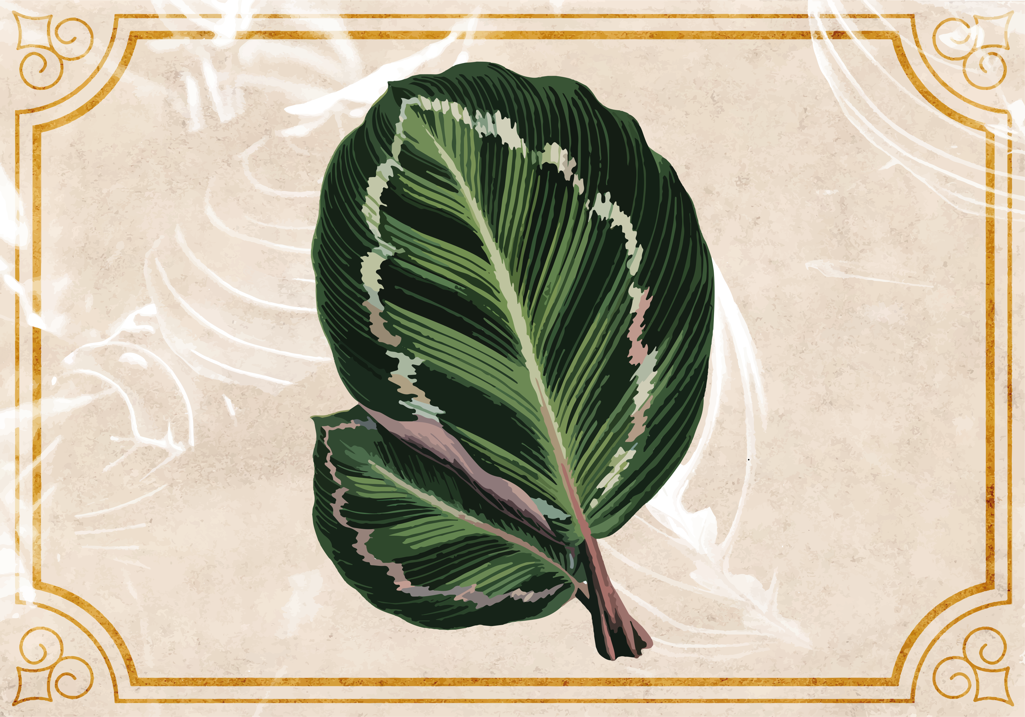 天然乙烯基地毯叶子图案优雅 - TenStickers