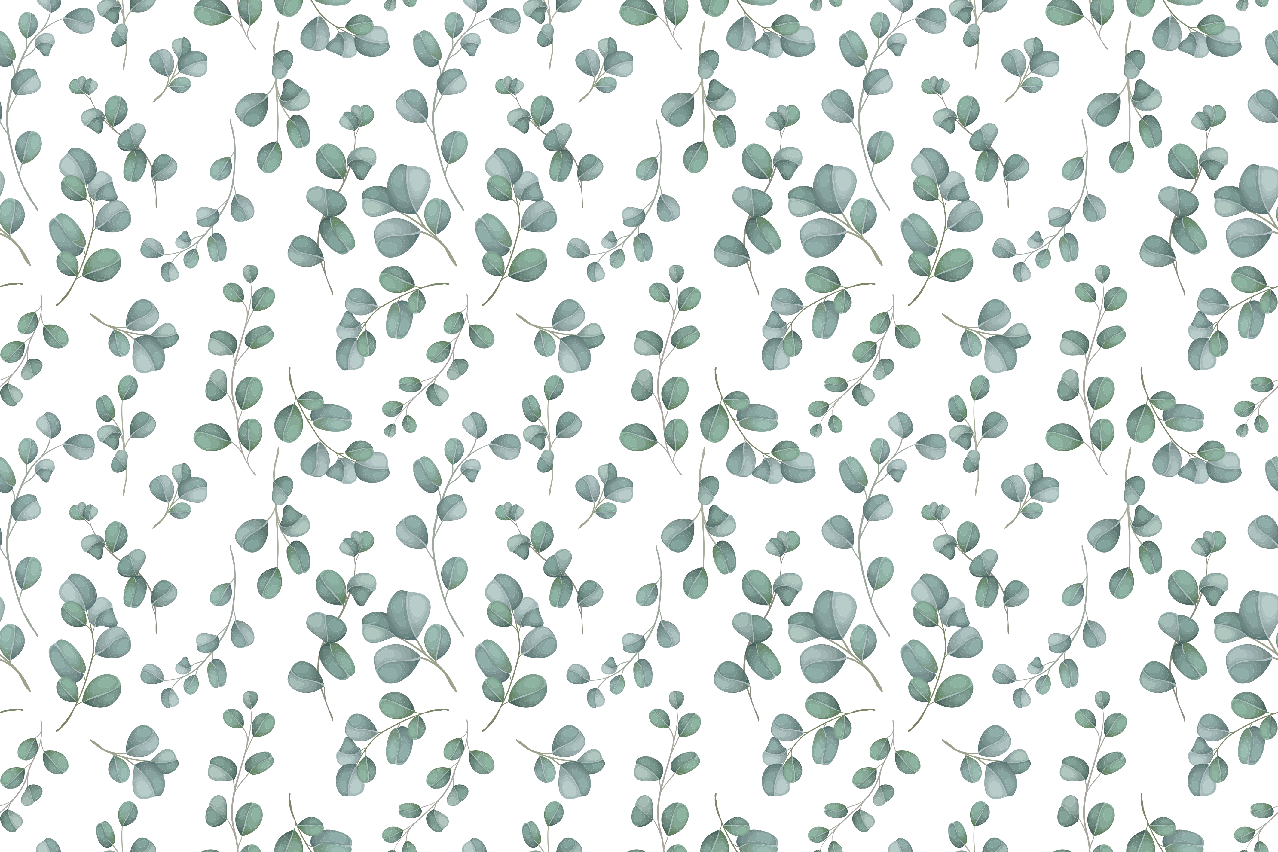 优雅的绿色水彩树叶花卉地毯 - TenStickers