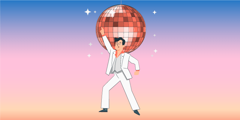 迪斯科球插图与颜色复古地毯 - TenStickers