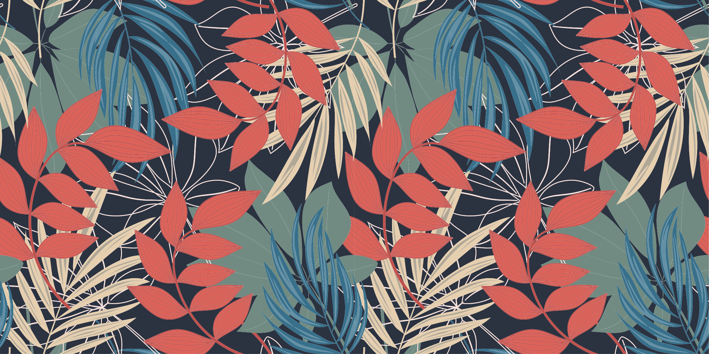 乙烯基花草地毯生动叶片图案 - TenStickers