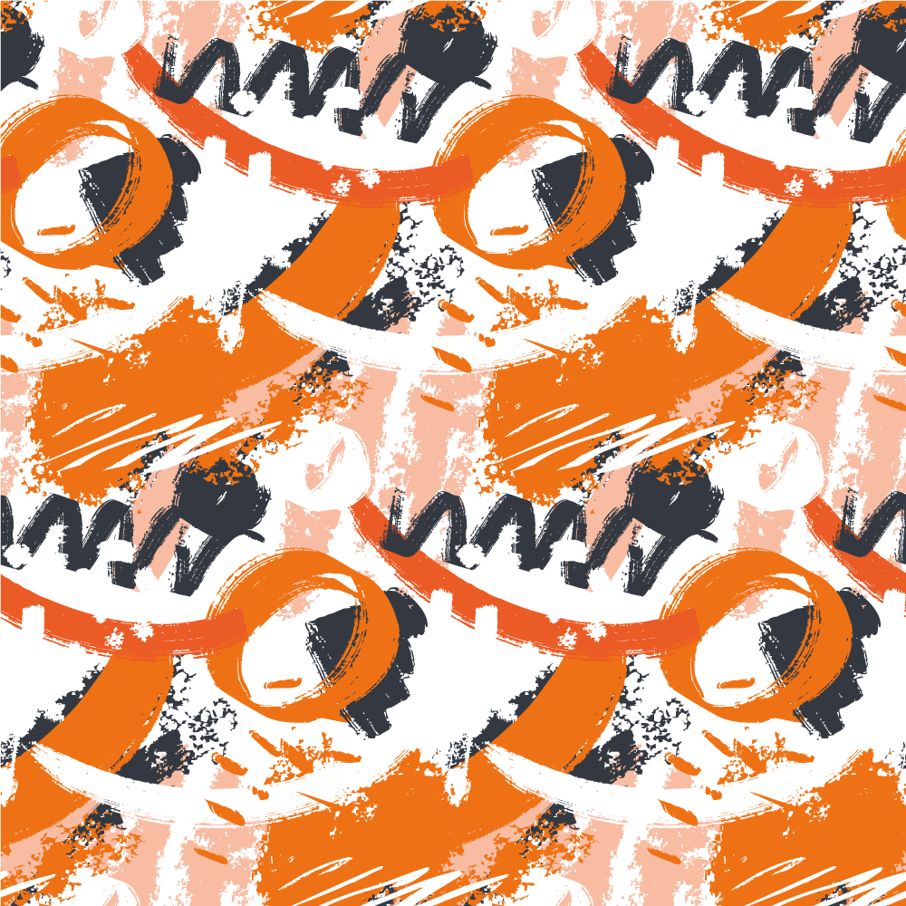 抽象橙色水彩笔触现代地毯 - TenStickers