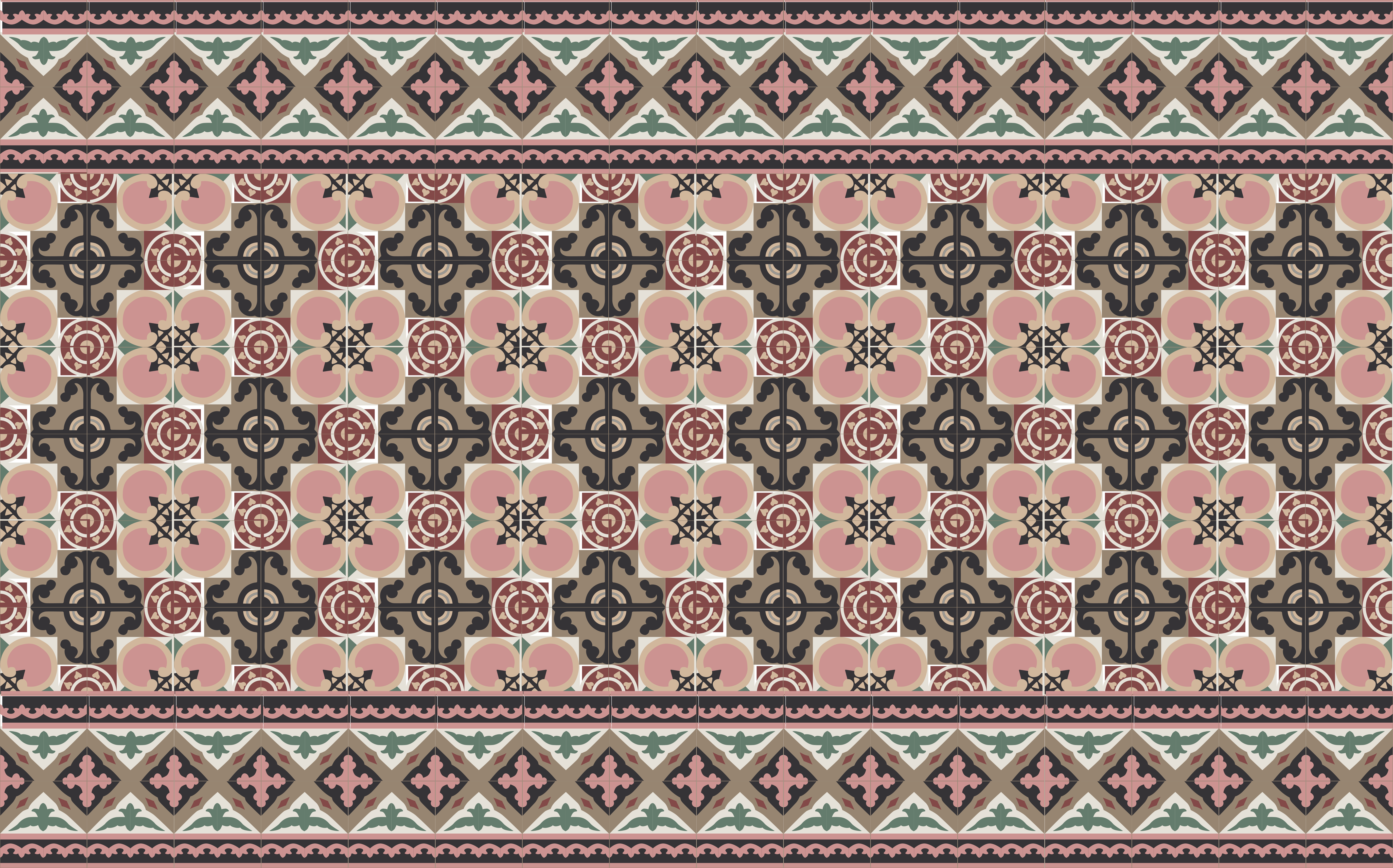 乙烯基厨房地毯 复古植物图案 - TenStickers