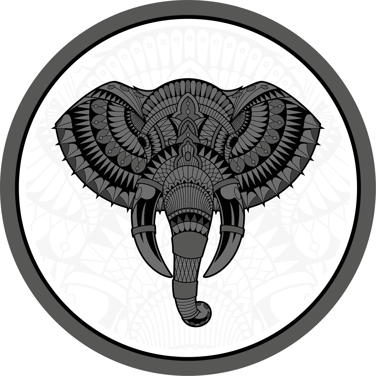 乙烯基地毯动物大象灰色曼荼罗 - TenStickers