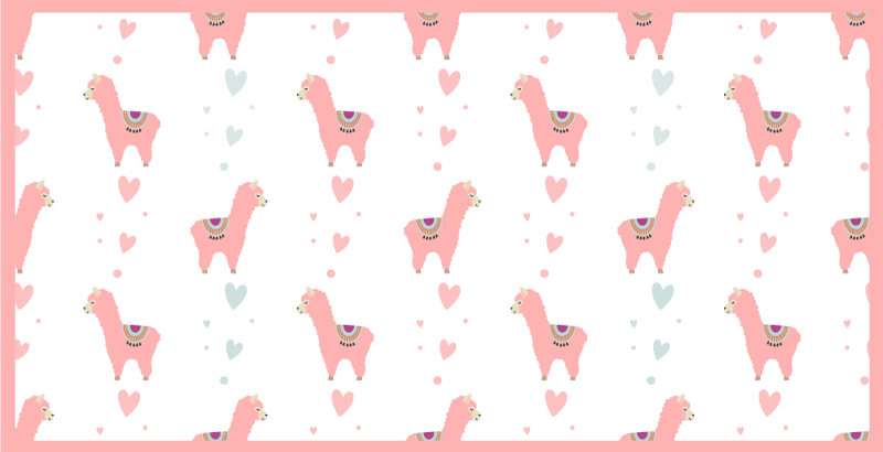 乙烯基地毯托儿所羊驼爱心图案 - TenStickers