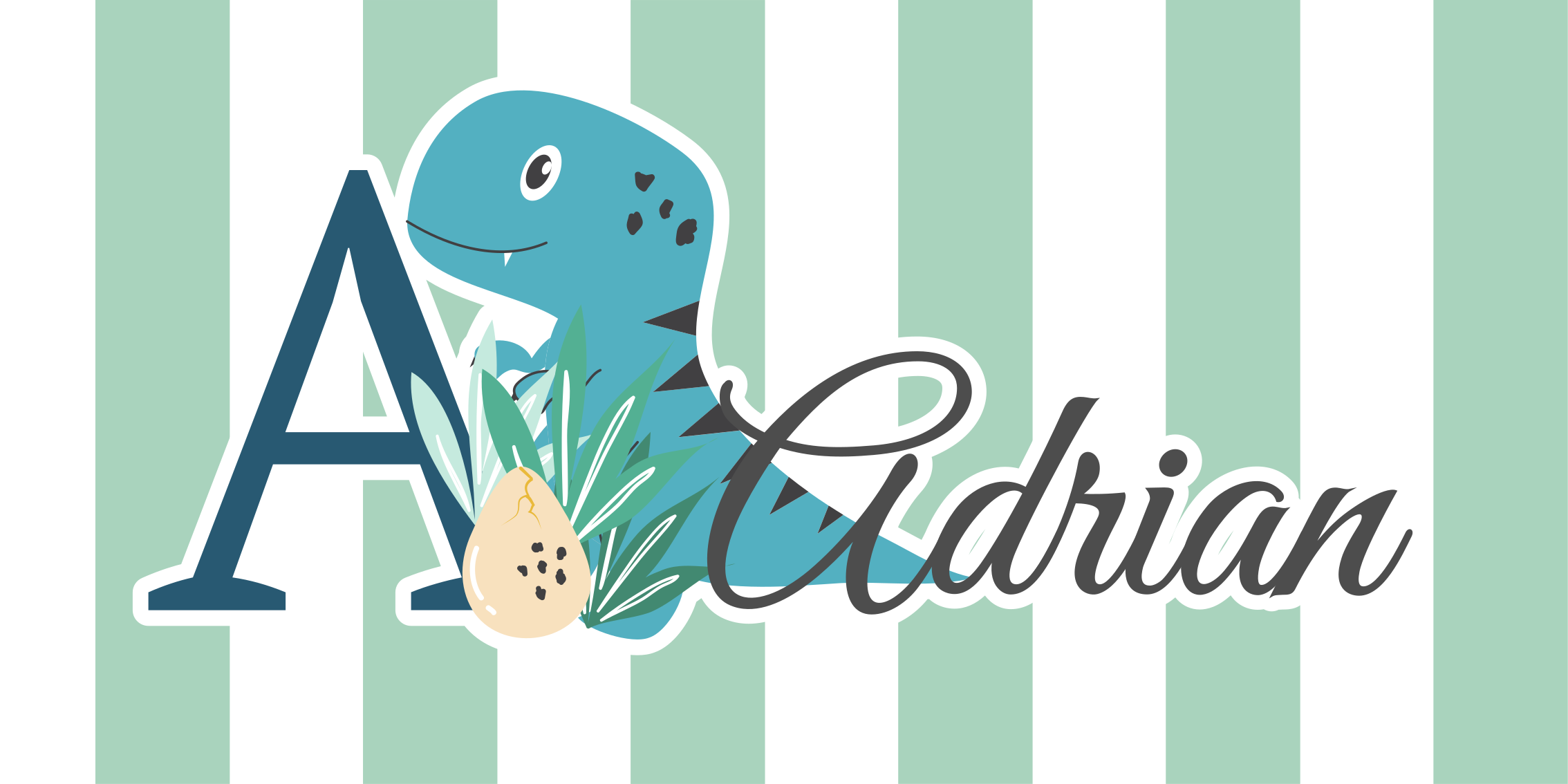 乙烯基地毯托儿所 宝宝雷克斯带首字母和名字 - TenStickers