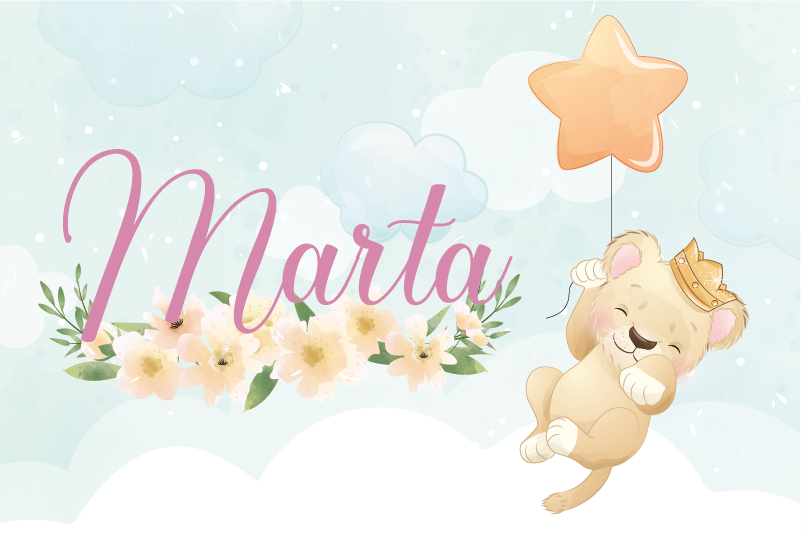 乙烯基地毯托儿所 狮子与气球及名字 - TenStickers