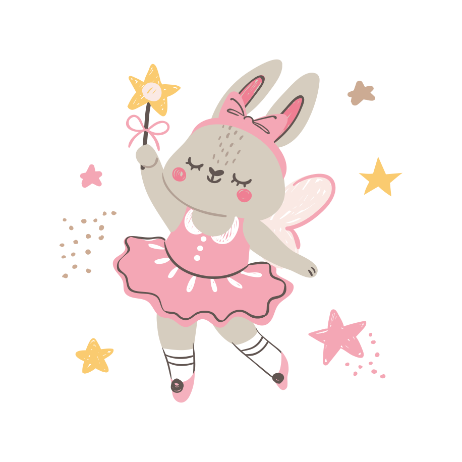 乙烯基地毯 儿童 跳舞的兔子与魔杖 - TenStickers