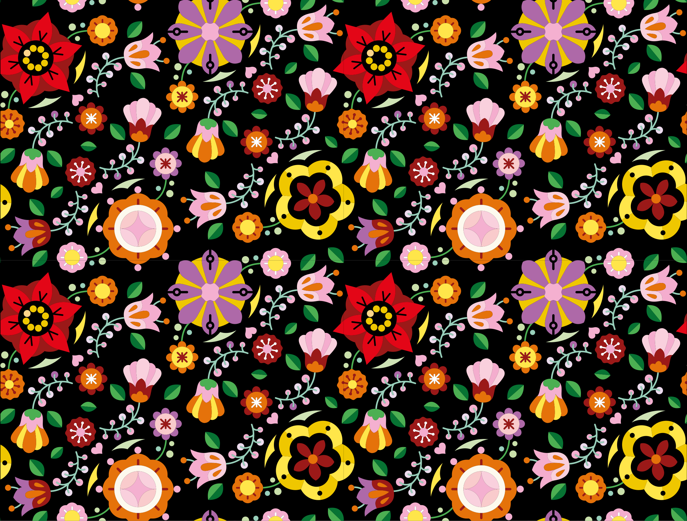 乙烯基花草地毯明亮植物插图 - TenStickers