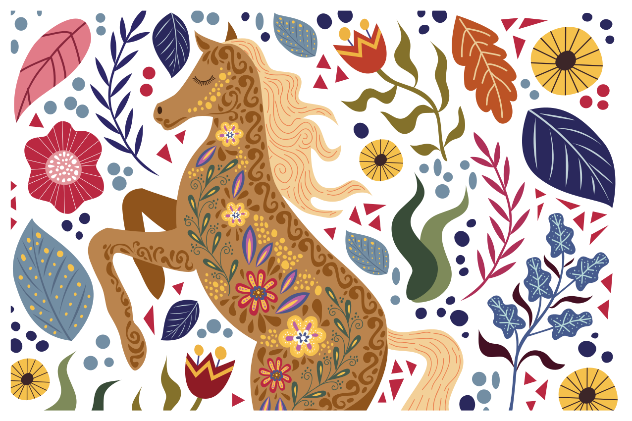 乙烯基地毯动物壮丽马匹艺术作品 - TenStickers