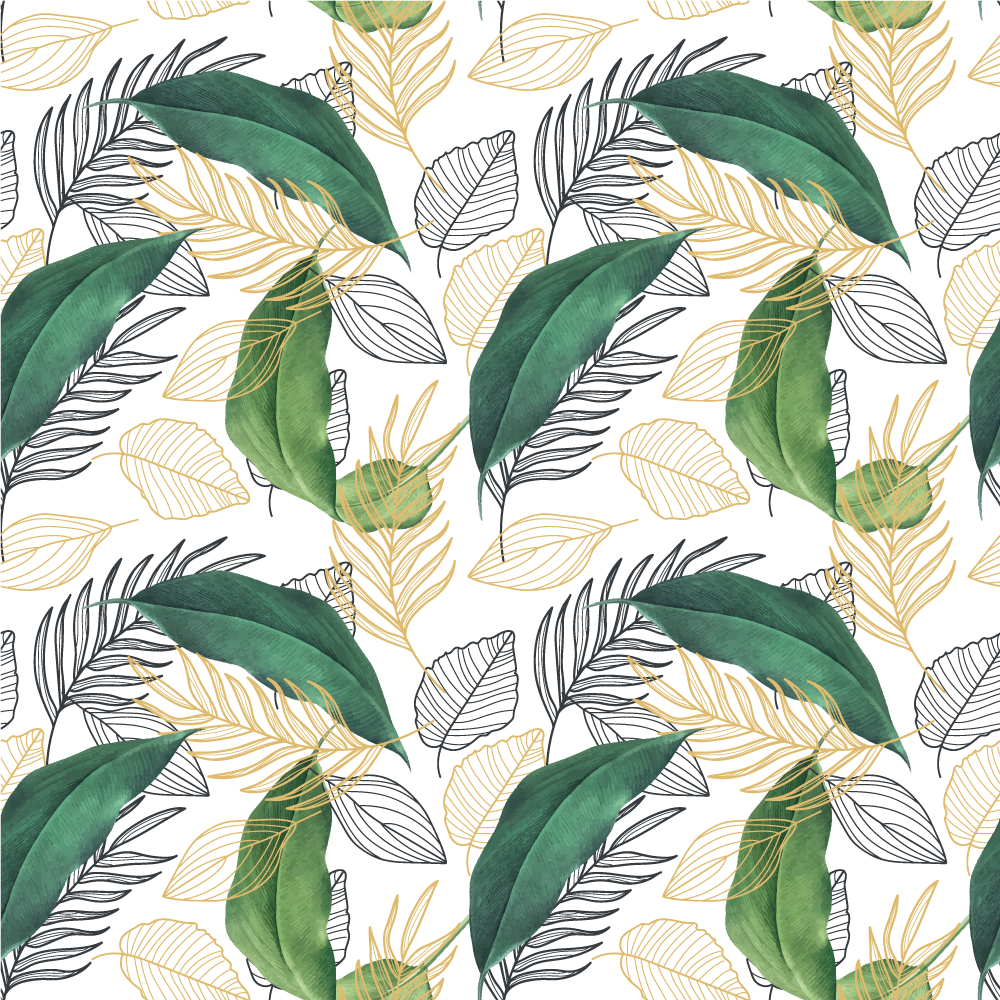 天然乙烯基地毯丰富的绿叶元素 - TenStickers