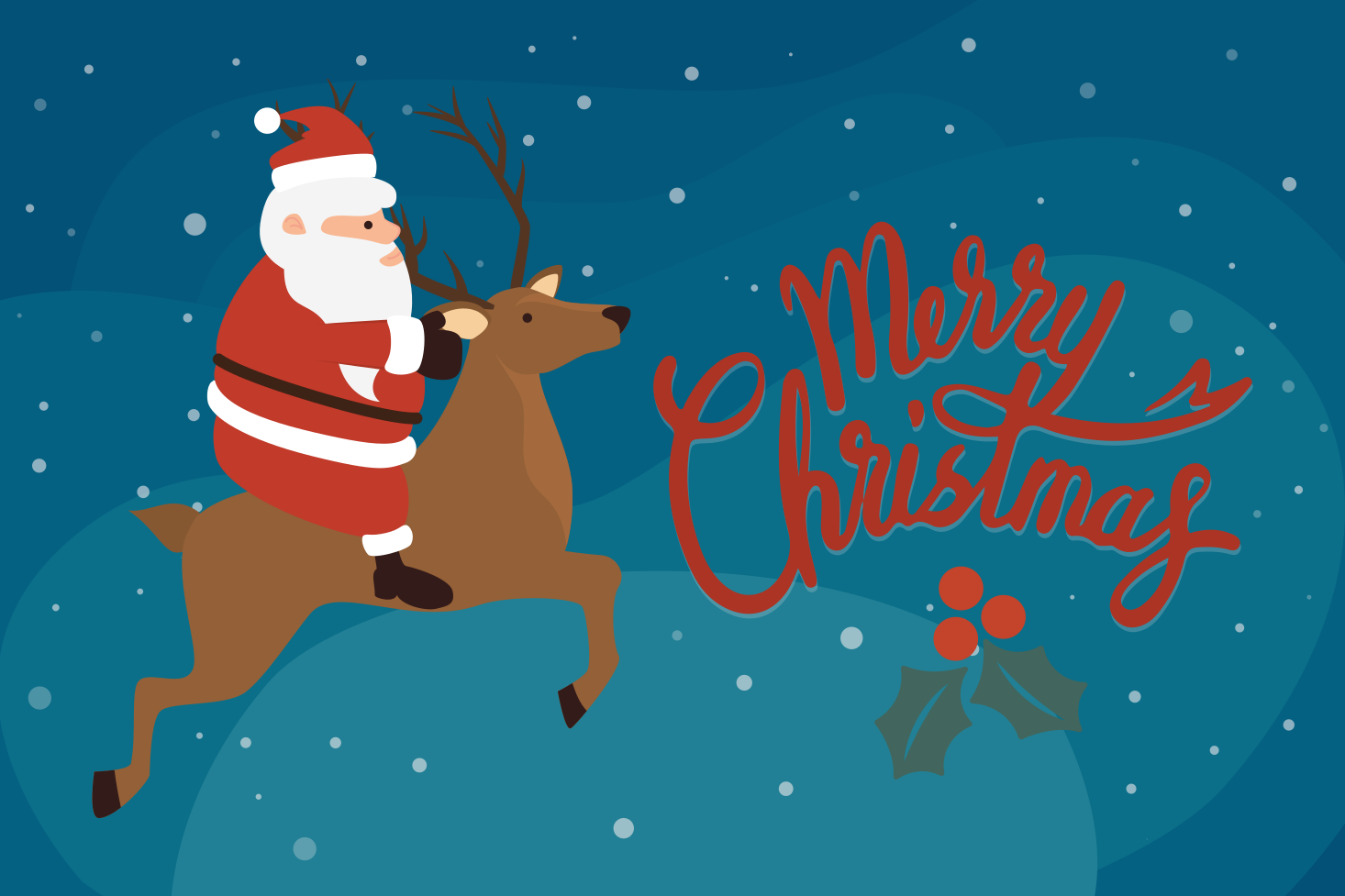 乙烯基地毯圣诞圣诞老人骑驯鹿 - TenStickers