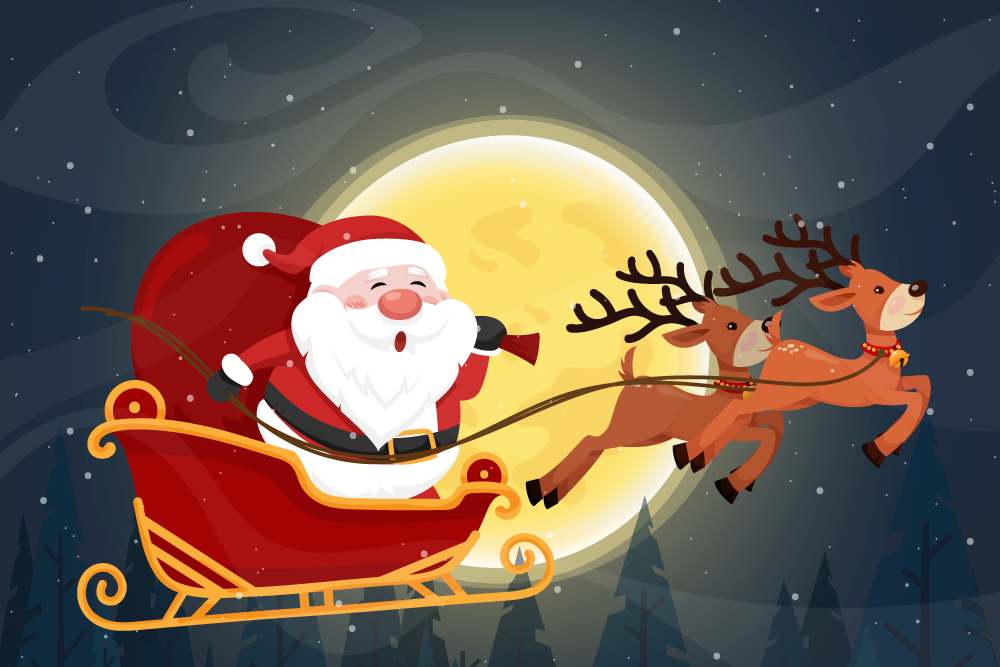 乙烯基地毯圣诞圣诞老人雪橇之旅 - TenStickers