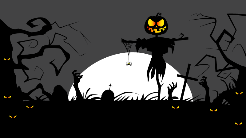 乙烯基地毯万圣节阴森的墓地布景 - TenStickers