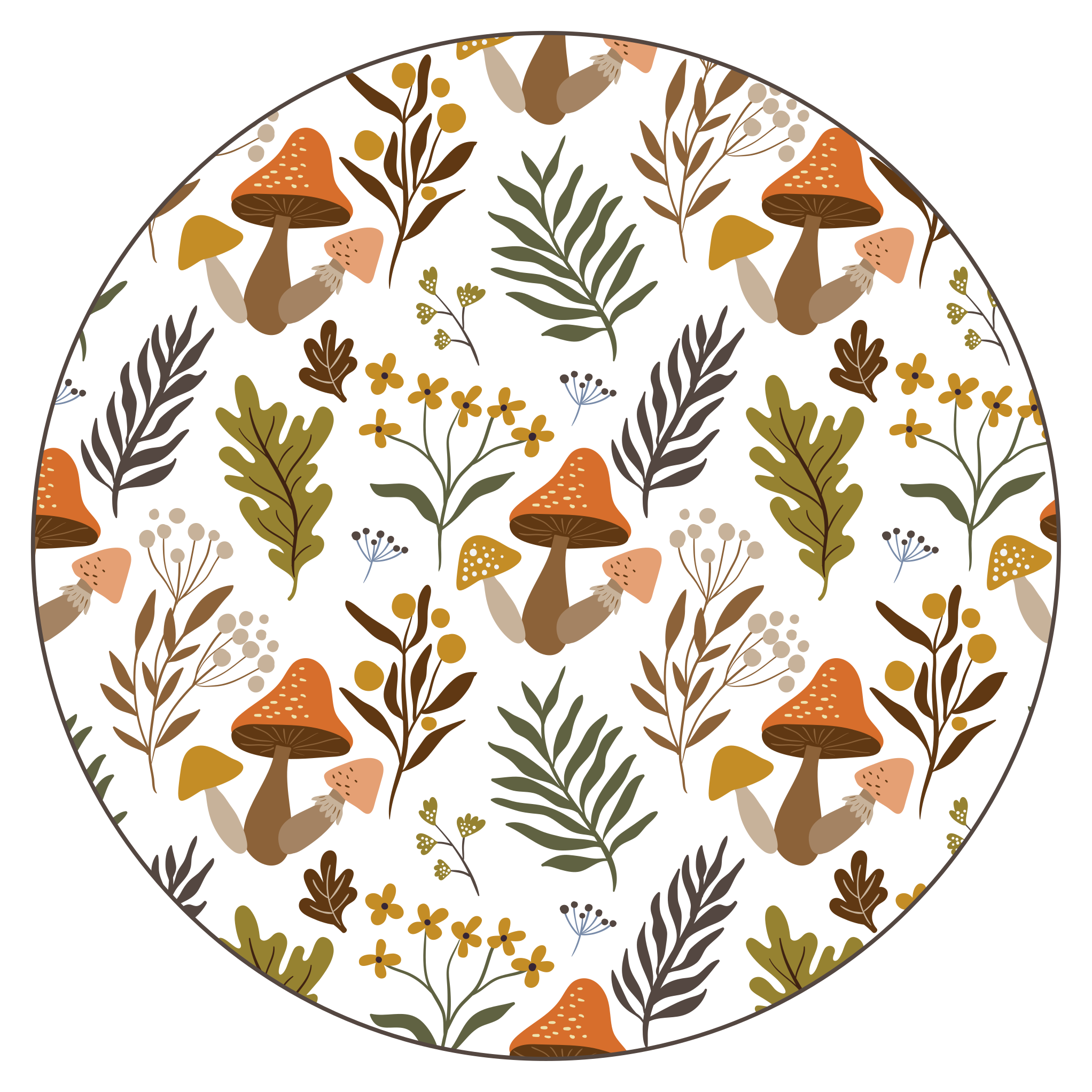 乙烯基花草地毯带来愉悦的蘑菇图案 - TenStickers