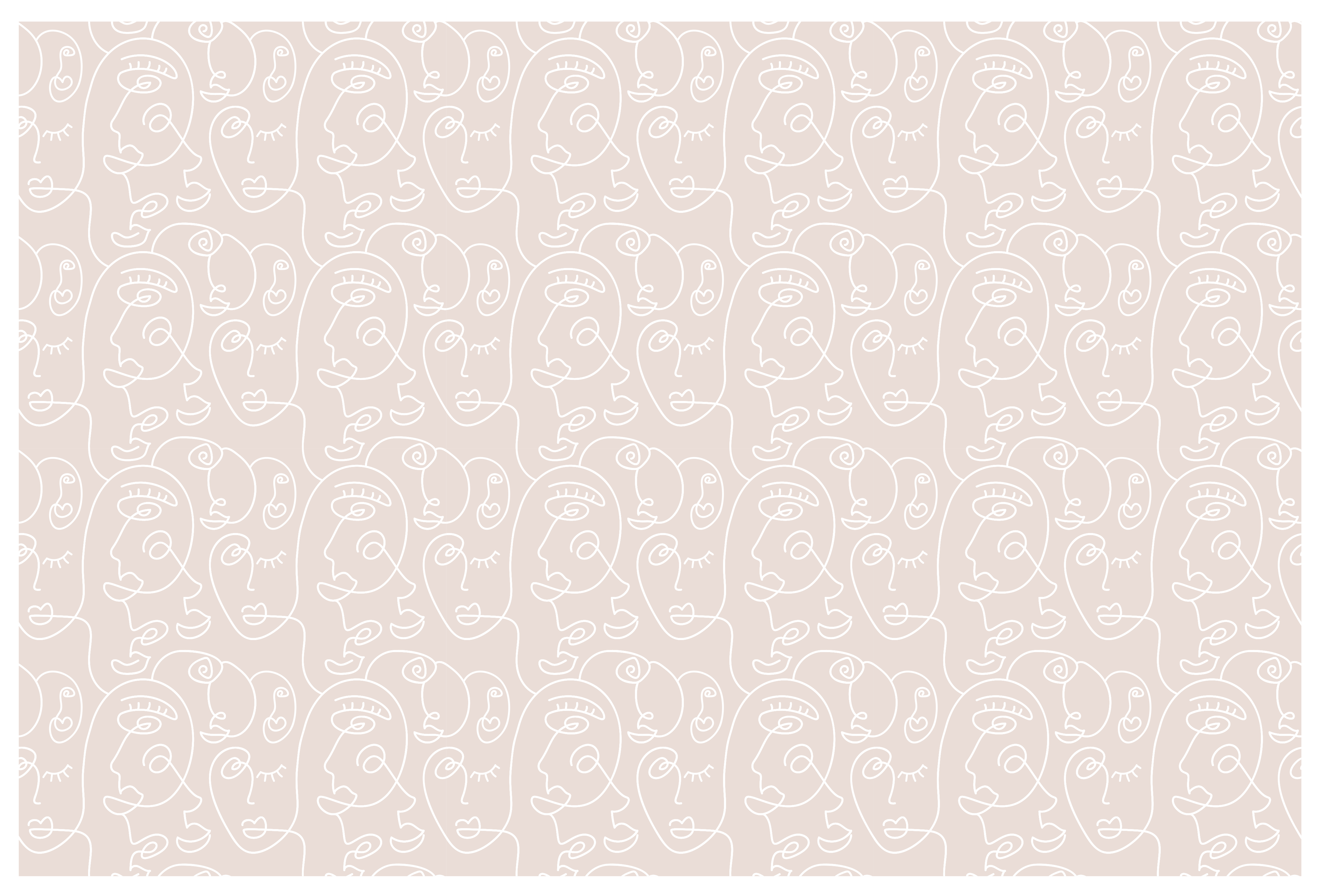 乙烯基地毯简约线条面孔 - TenStickers