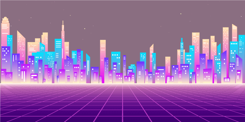 80 年代蒸汽波未来派城市复古地毯 - TenStickers