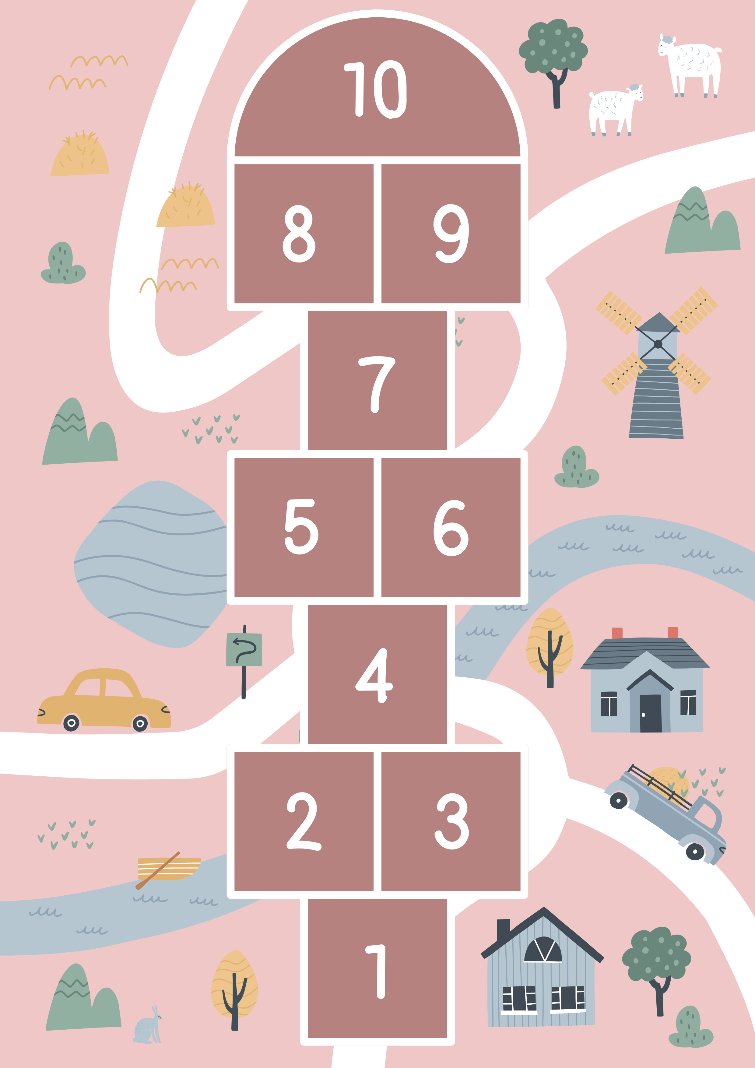 乙烯基地毯游戏 儿童好玩的跳房子 - TenStickers