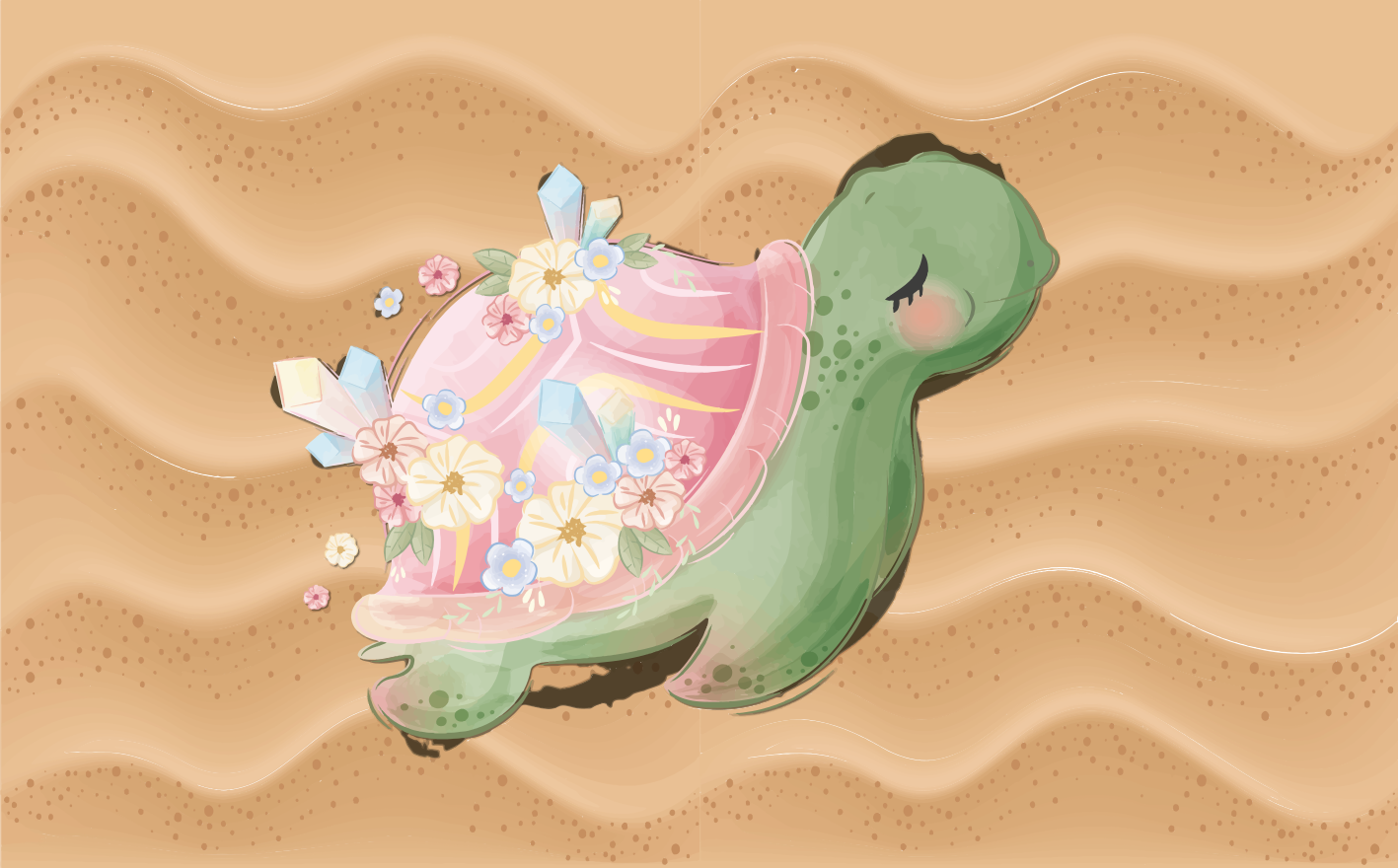 乙烯基地毯 儿童 海龟绿洲 - TenStickers