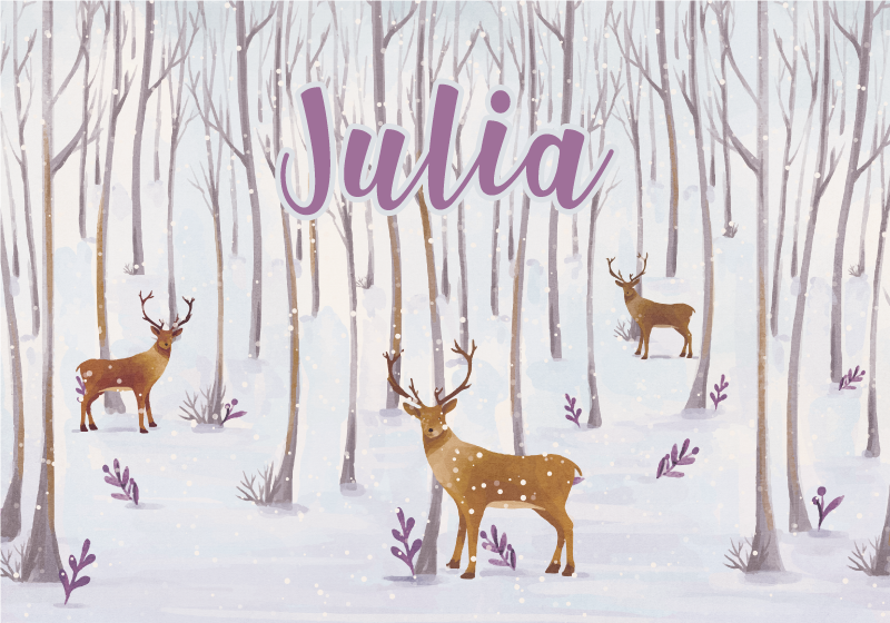 乙烯基地毯名称 冬季森林景观 - TenStickers