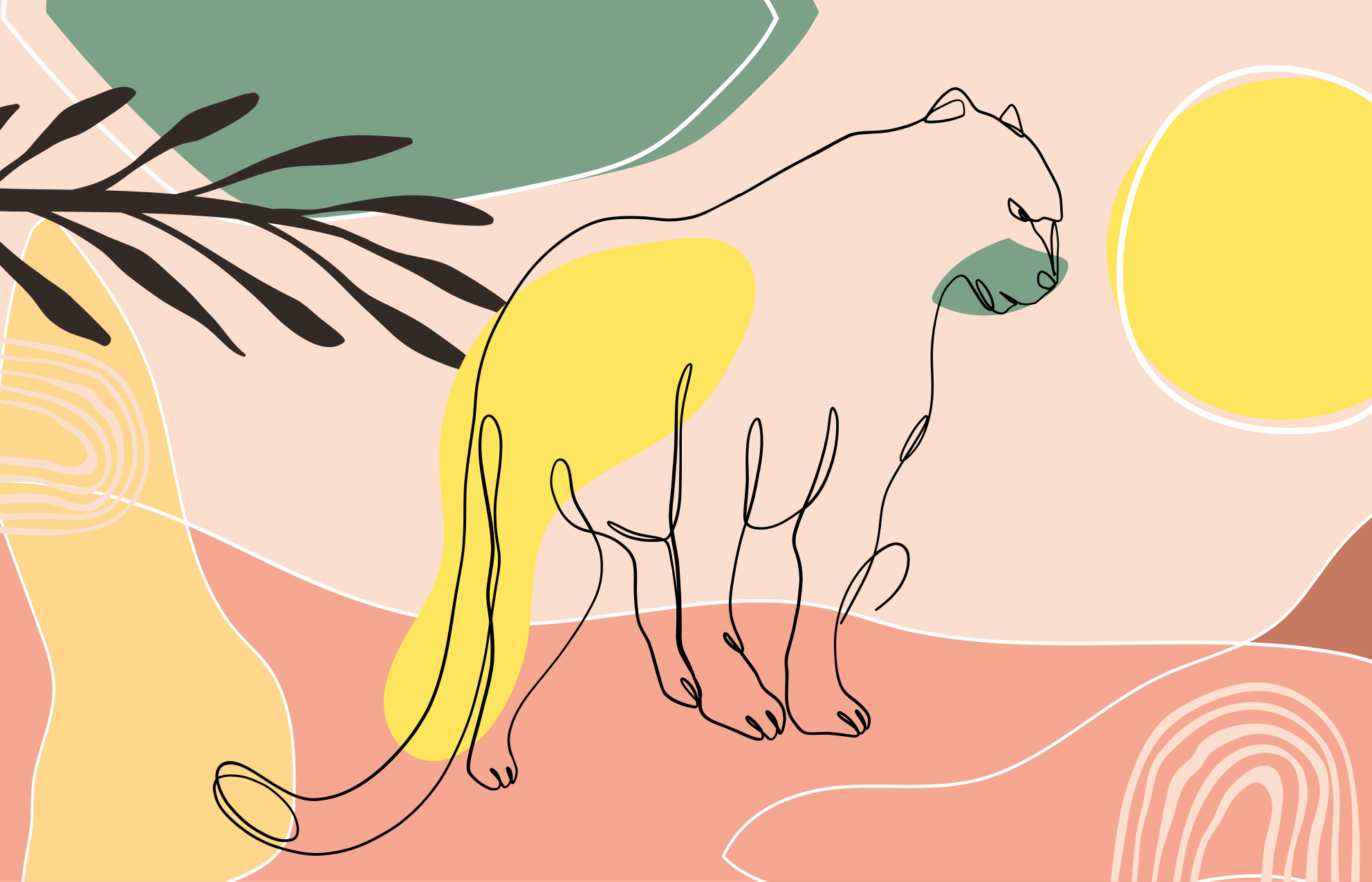 手绘豹动物垫子 - TenStickers