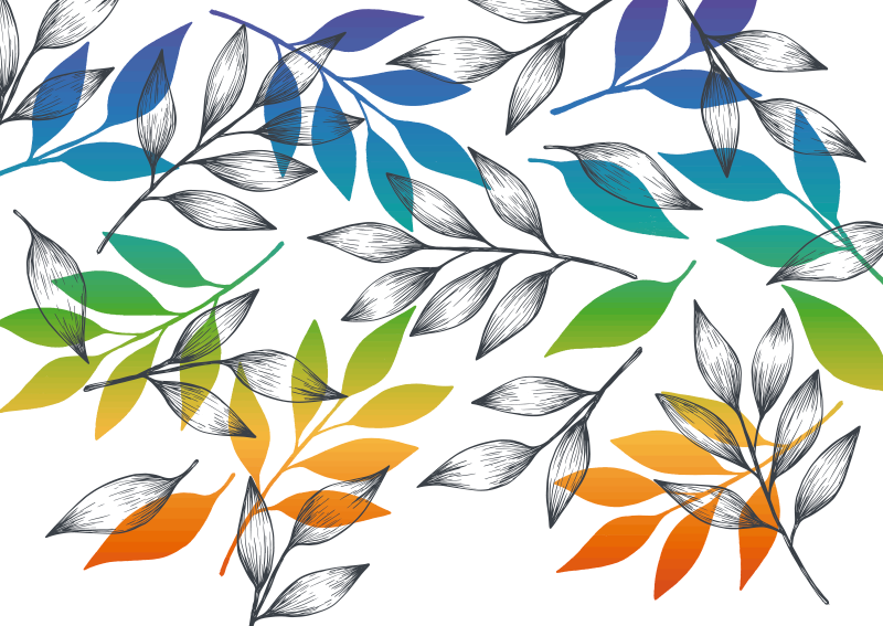 乙烯基花草地毯 彩虹色的叶子 - TenStickers